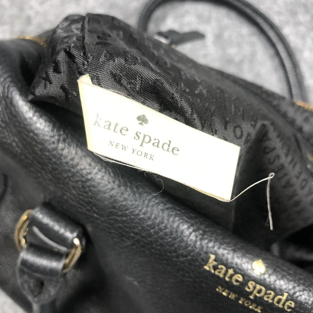 Kate Spade Satchel Bag Womens Medium Black Leather Top Handle Zip Shoulder Purse